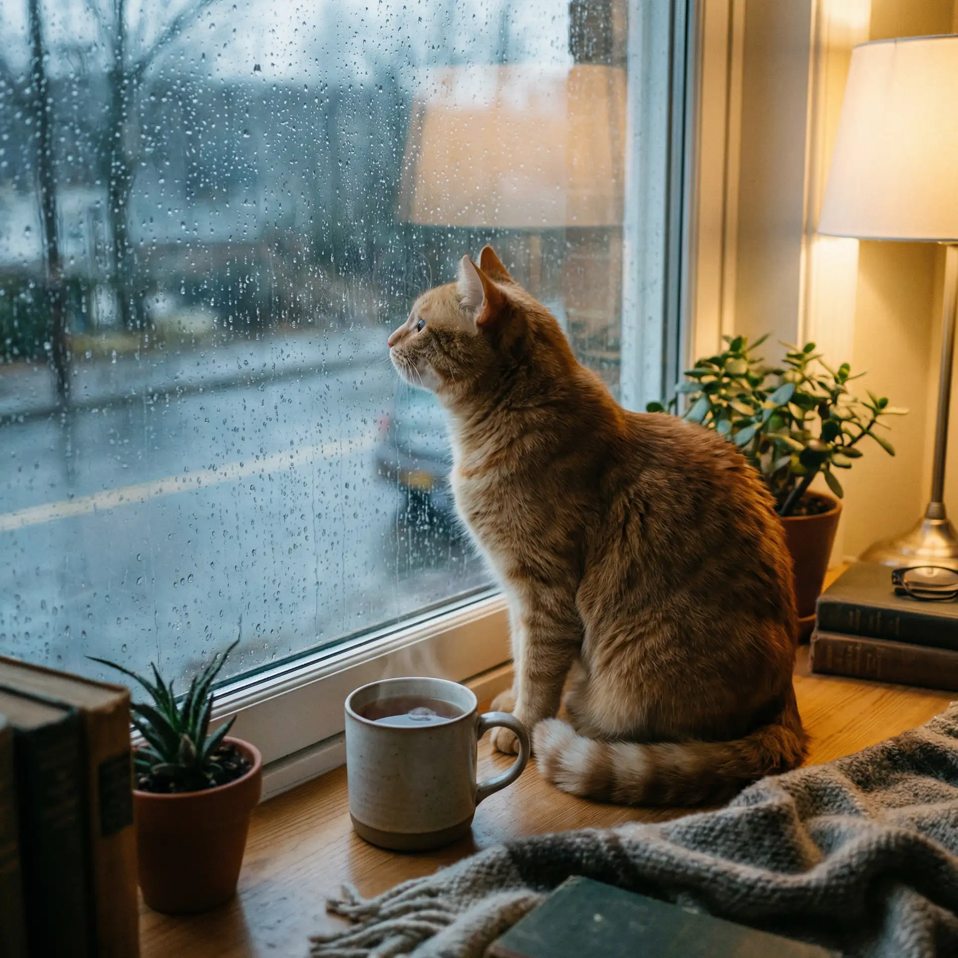 猫咪望着窗外的雨 - 猛鬼追魂5